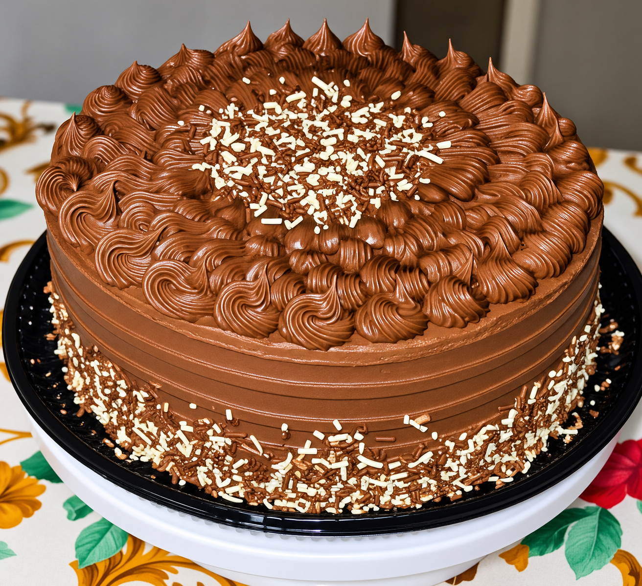 Bolo de chocolate com rosetas